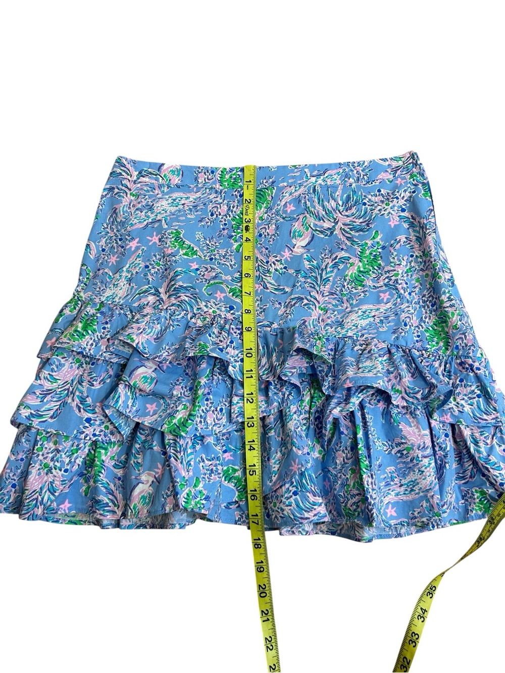 Lilly Pulitzer Rosalie Ruffle Skirt Blue Peri The Turtle Print size 8 - Picture 10 of 11